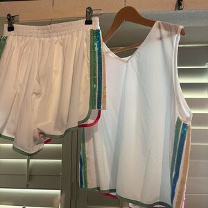 QUEEN OF SPARKLES WHITE ATHLETIC SET